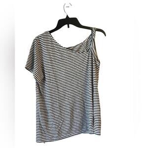 HABITUAL Black White Short Twist Sleeve Linen Top Size XS